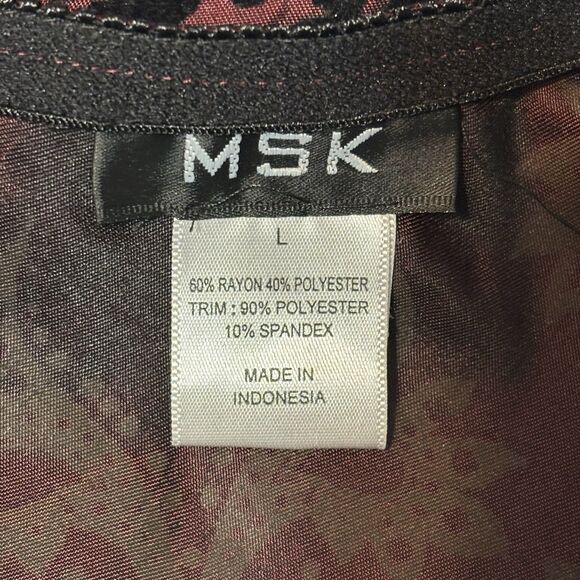 Vintage MSK Floral Velvet Flocked Skirt Black On Burgundy Whimsigoth Y2K - Picture 8 of 9